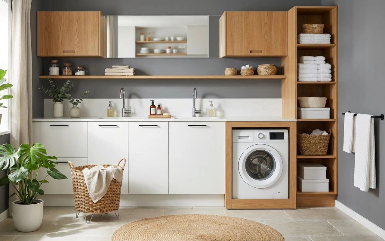 Banheiro com Lavanderia Integrada: Como Ganhar Espaço Sem Perder Conforto e Organização