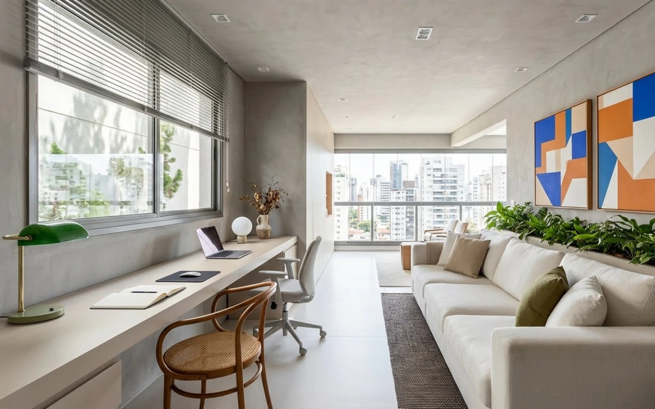Home Office na Sala: Como Montar um Espaço de Trabalho Funcional Sem Perder a Harmonia do Ambiente